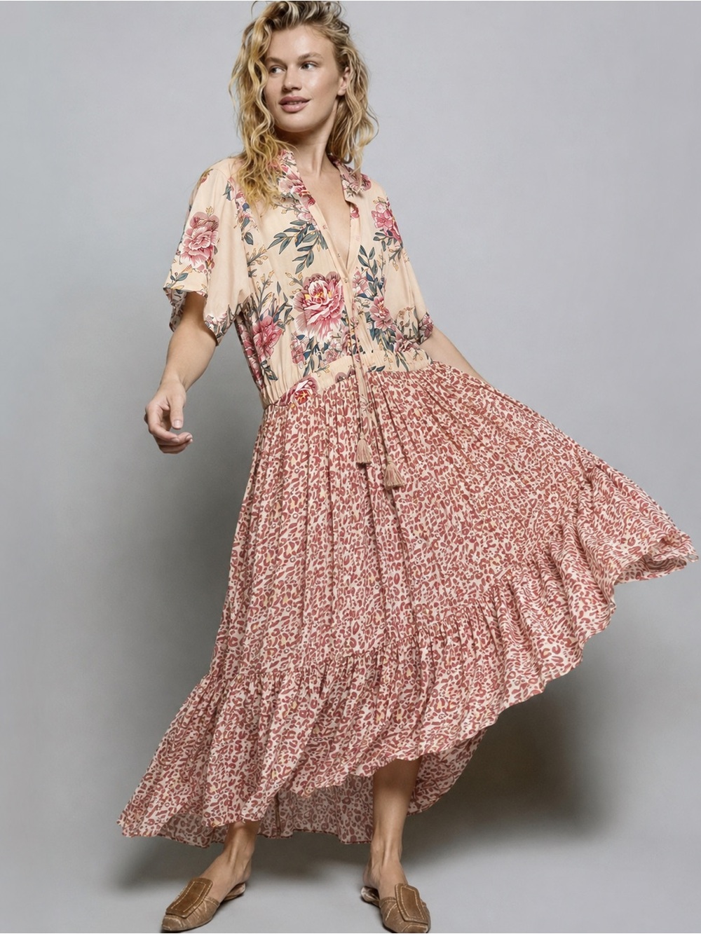 Anthropologie Z&L Made With Love Belle Animal Floral Patchwork Boho Maxi Dress L